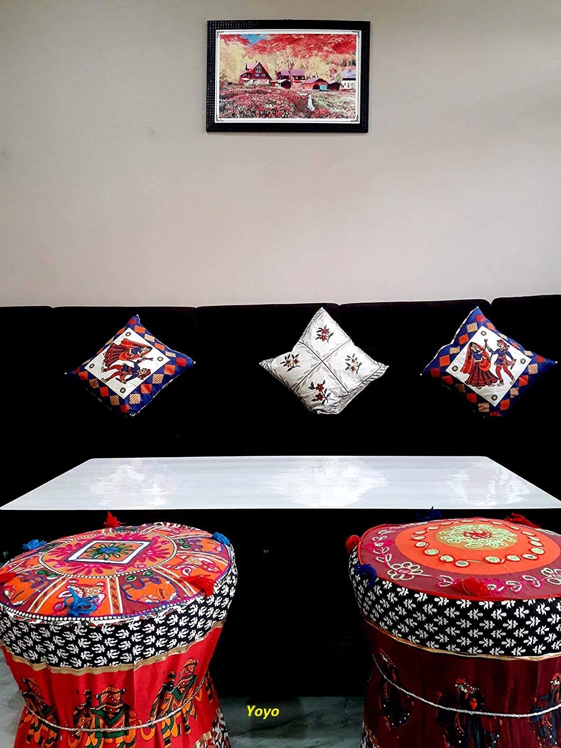 Lamansh rajasthani mudda for event decoration LAMANSH® Rajasthani cushion Mudda Stool Chair for Event Decoration / Perfect for Ethnic Indian events & backdrop