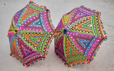 LAMANSH rajasthani umbrella Mix colors / Cotton & Mirrors / 25 LAMANSH® Pack of 25 Decorative Umbrella's for Indian Wedding 💥 / Handcrafted Umbrella with Mirror work / Perfect for Indian wedding functions backdrop decoration