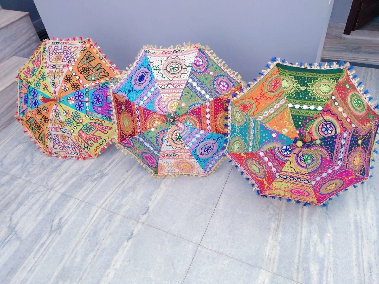 LAMANSH rajasthani umbrella Multicolor / Cotton / 5 LAMANSH® Pack of 5 Umbrella Diwali decoration Umbrella Mehndi Decor Umbrella Party decor