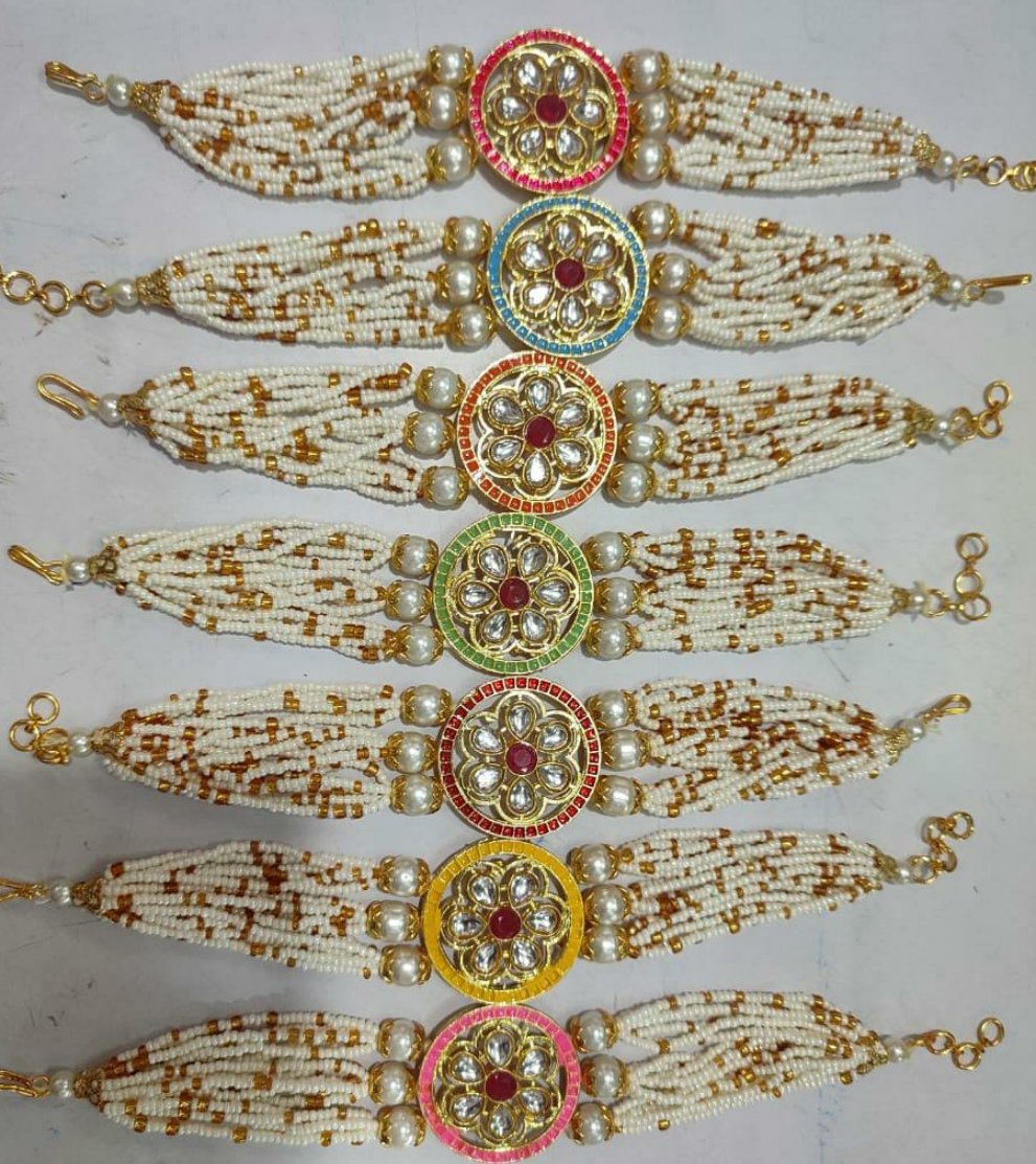 LAMANSH Designer Rakhi Pearl Beaded Kundan Bracelet Stone Rakhi's for  Rakshabandhan Giveaways