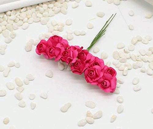 Lamansh Raw materials for Flower jewellery Dark pink / 1 Packet ( 144 Flowers ) Dark pink paper Flowers Pack of (144) Artificial paper Flowers / Raw materials for Flower jewellery & other products / Pack of 144 flowers