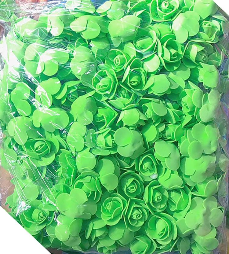 Lamansh Raw materials for Flower jewellery Green / 1 Packet ( 450 Flowers ) Big Green foam Flowers Pack of (450) Artificial foam Flowers with net / Raw materials for Flower jewellery & other products / Pack of 450 flowers