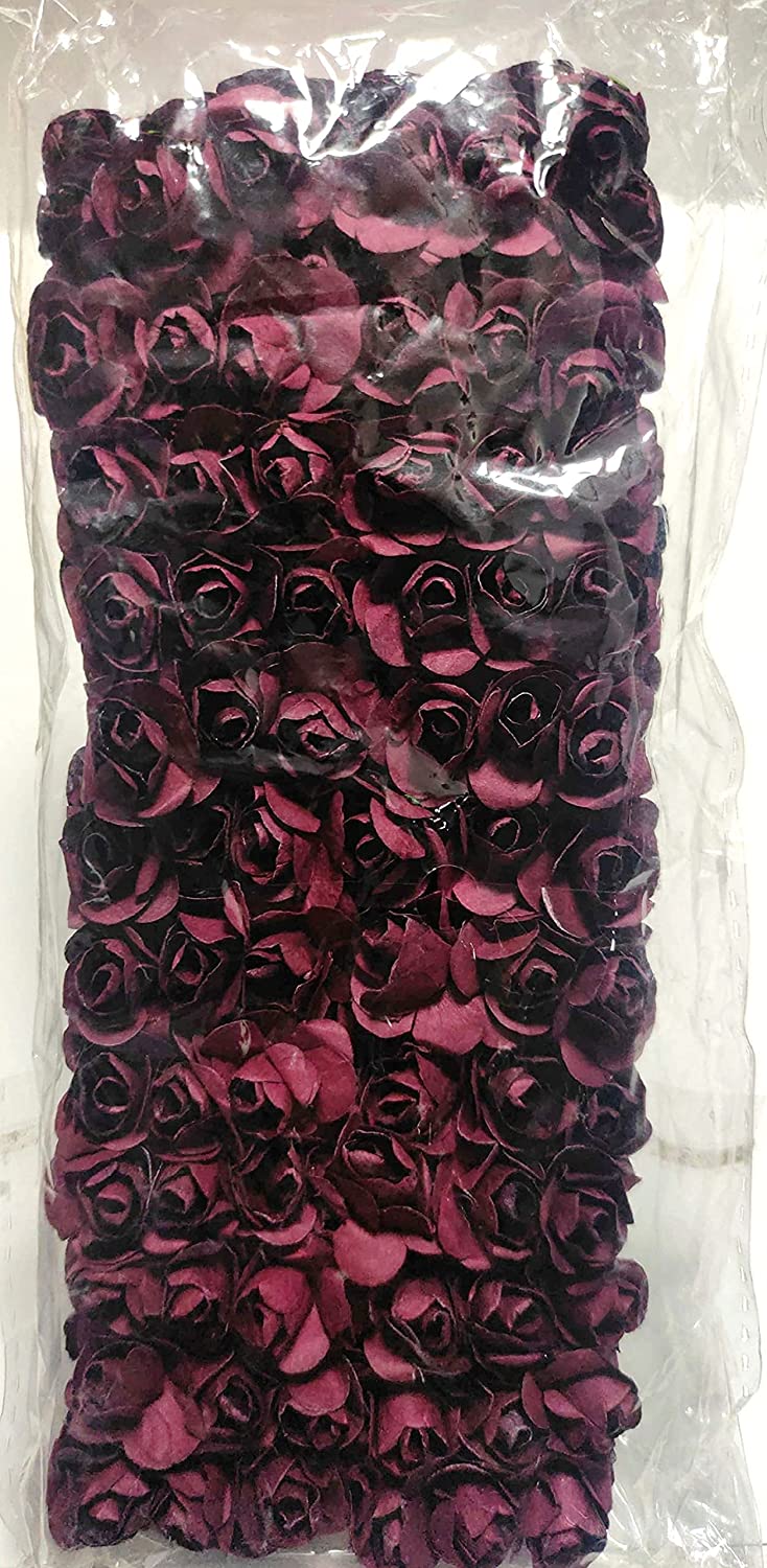 Lamansh Raw materials for Flower jewellery Mahroon / 1 Packet ( 144 Flowers ) Maroon paper Flowers Pack of (144) Artificial paper Flowers / Raw materials for Flower jewellery & other products