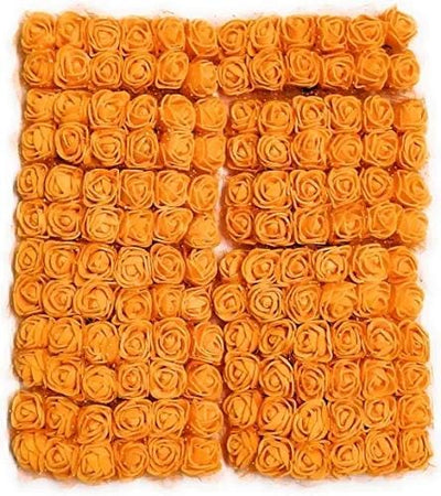 Lamansh Raw materials for Flower jewellery Orange / 1 Packet ( 144 Flowers ) Orange mini foam Flowers Pack of (144) Artificial foam Flowers / Raw materials for Flower jewellery & other products / Pack of 144 flowers