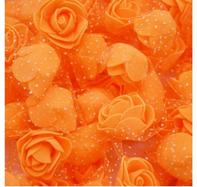 Lamansh Raw materials for Flower jewellery Orange / 1 Packet ( 450 Flowers ) Orange foam Flowers Pack of (450) Artificial foam Flowers with net / Raw materials for Flower jewellery & other products / Pack of 450 flowers