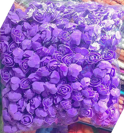 Lamansh Raw materials for Flower jewellery Purple / 1 Packet ( 450 Flowers ) Big Blue foam Flowers Pack of (450) Artificial foam Flowers with net / Raw materials for Flower jewellery & other products / Pack of 450 flowers