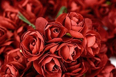 Lamansh Raw materials for Flower jewellery Red / 1 Packet ( 144 Flowers ) Red paper Flowers Pack of (144) Artificial paper Flowers / Raw materials for Flower jewellery & other products / Pack of 144 flowers