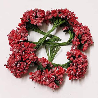 Lamansh Raw materials for Flower jewellery Red / 1 Packet ( 144 Pollen ) Red pollen Flowers Pack of (144) Artificial pollen peeps Flowers / Raw materials for Flower jewellery & other products (12 Bunch of 12 Pollen Each)
