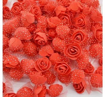 Lamansh Raw materials for Flower jewellery Red / 1 Packet ( 450 Flowers ) Big Red foam Flowers Pack of (450) Artificial foam Flowers with net / Raw materials for Flower jewellery & other products / Pack of 450 flowers
