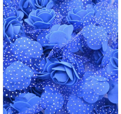 Lamansh Raw materials for Flower jewellery Royal Blue / 1 Packet ( 450 Flowers ) Big Royal Blue foam Flowers Pack of (450) Artificial foam Flowers with net / Raw materials for Flower jewellery & other products / Pack of 450 flowers