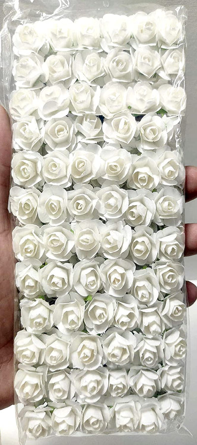 Lamansh Raw materials for Flower jewellery white / 1 Packet ( 144 Flowers ) White paper Flowers Pack of (144) Artificial paper Flowers / Raw materials for Flower jewellery & other products / Pack of 144 flowers
