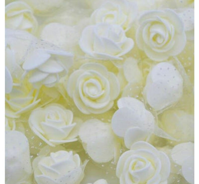 Lamansh Raw materials for Flower jewellery White / 1 Packet ( 450 Flowers ) Big White foam Flowers Pack of (450) Artificial foam Flowers with net / Raw materials for Flower jewellery & other products / Pack of 450 flowers
