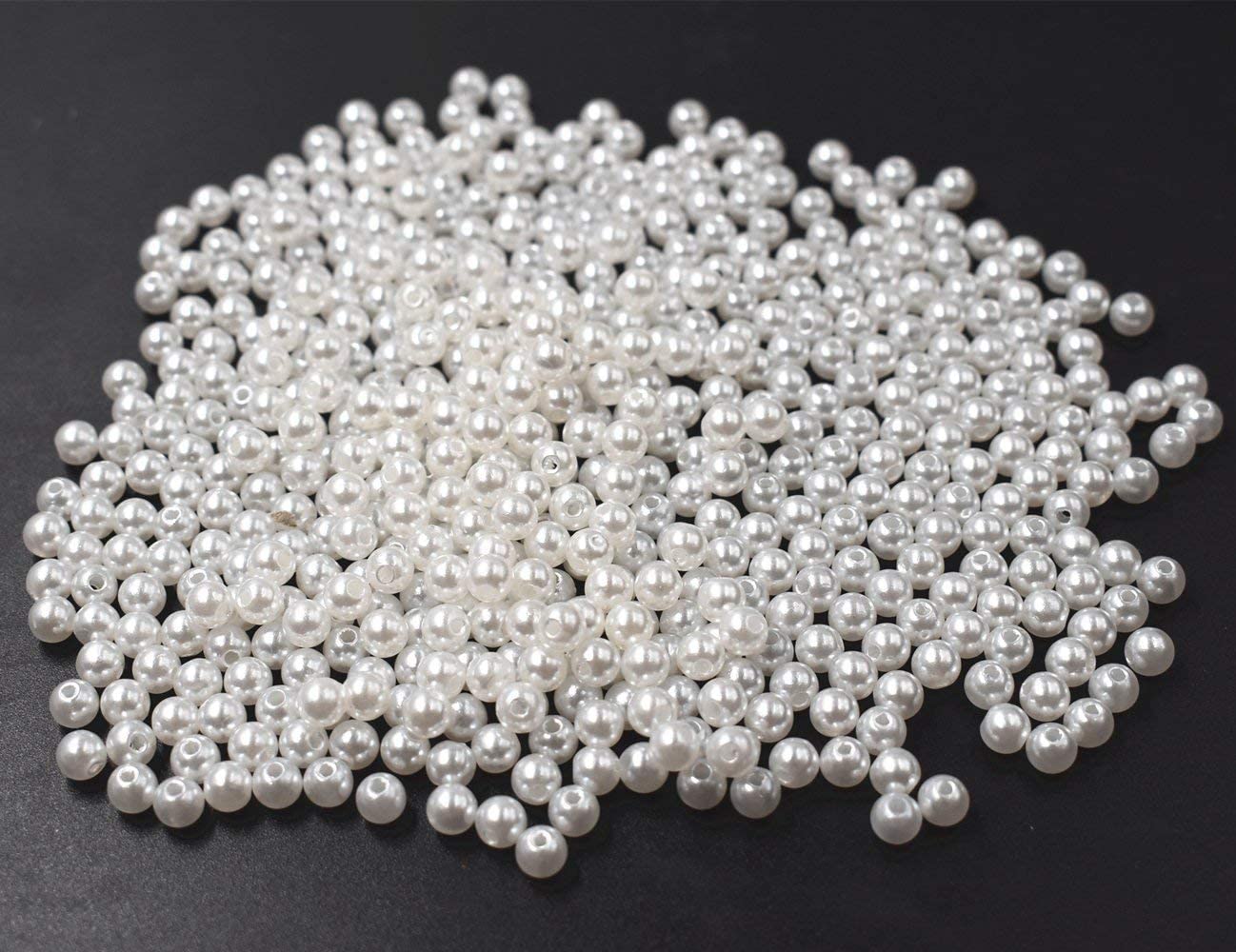 Lamansh Raw materials for Flower jewellery White / 1 Packet of 500 Grams 500 Grams Packet of Round Shape White Pearl/Moti Beads for Jewellery and Decoration (8 mm)