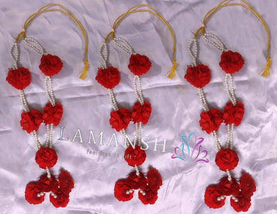 LAMANSH Red / Artificial Fabric Flowers / 20 LAMANSH® Pack of 20 Barati Mala for Swagat