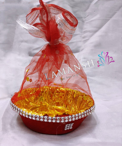 Golden Decorative Net Potli Basket For Traditional Royal Gifting Wedd   satyamkraft