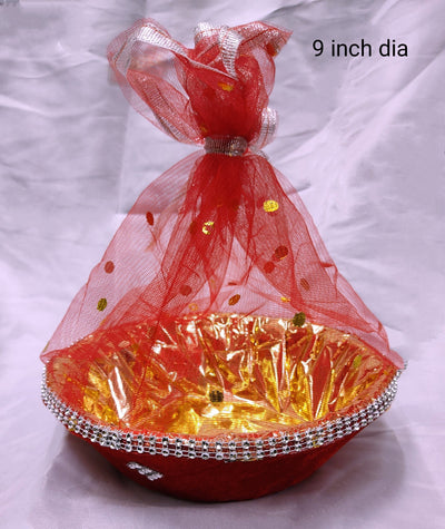 lamansh red velvet net outside 9 inch diameter lamansh pack of 10 9 inch round fancy gifts hampers basket for wedding packing wedding favours for bridesmaid