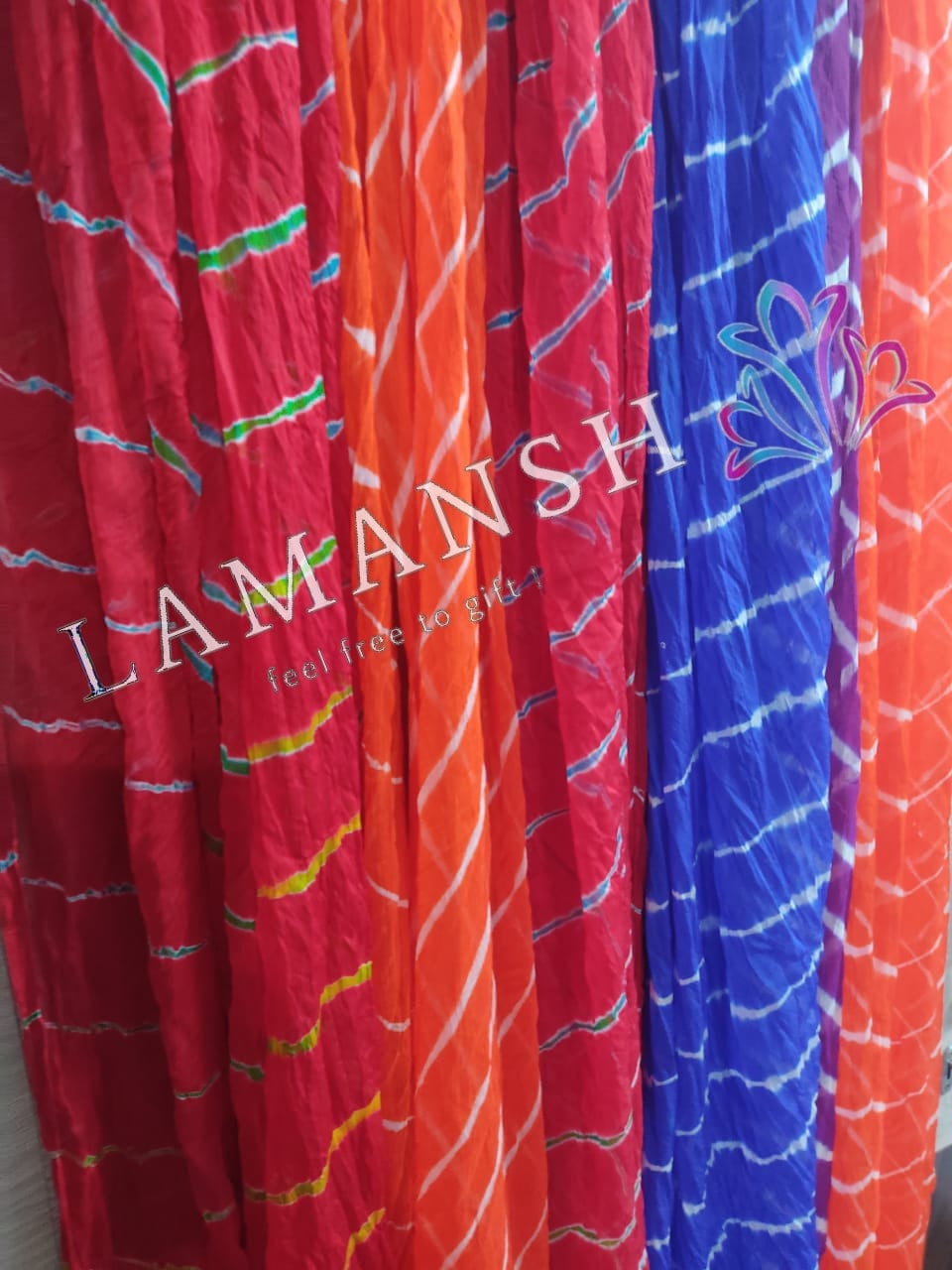Lamansh return gifts Assorted colours LAMANSH® Pack of 50 Colorful Lehariya Dupatta / Jaipuri Design dupatta's for gifting (2.5 metre)