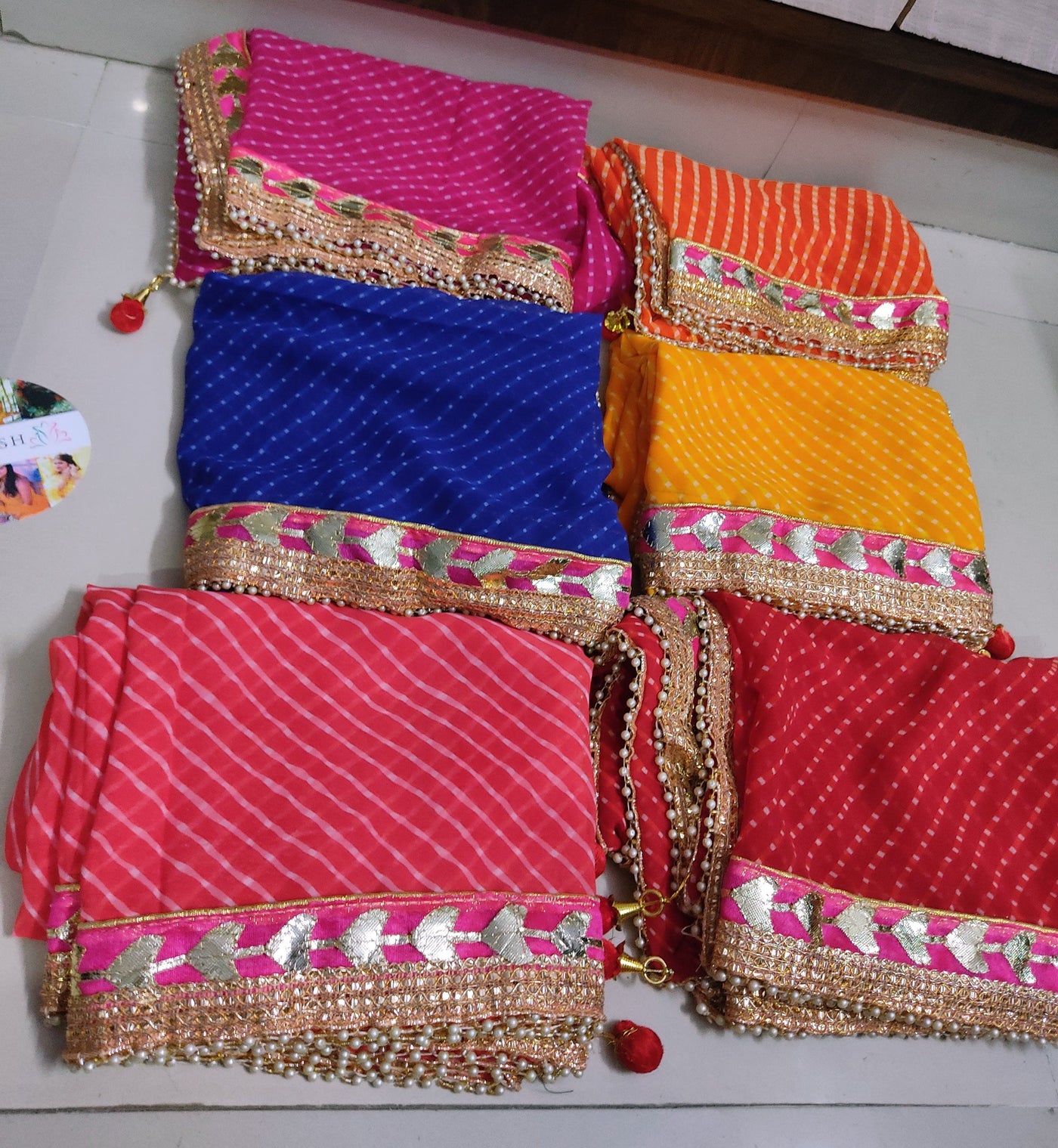 Lamansh return gifts LAMANSH® 25 Pcs Lahariya dupatta indian scarf dupatta for favors 🎁 & giveaways / doriya chiffon fabric dupatta in assorted colors (2.25 metre)