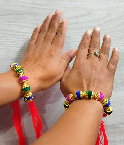 Lamansh Ring Set Multicolor / Artificial flowers / Haldi ,Wedding,Engagement Lamansh™ Pack Of 2 Dailywear Bracelets set /  Floral Bracelet Set for Engagement / Haldi / Floral Accessories set