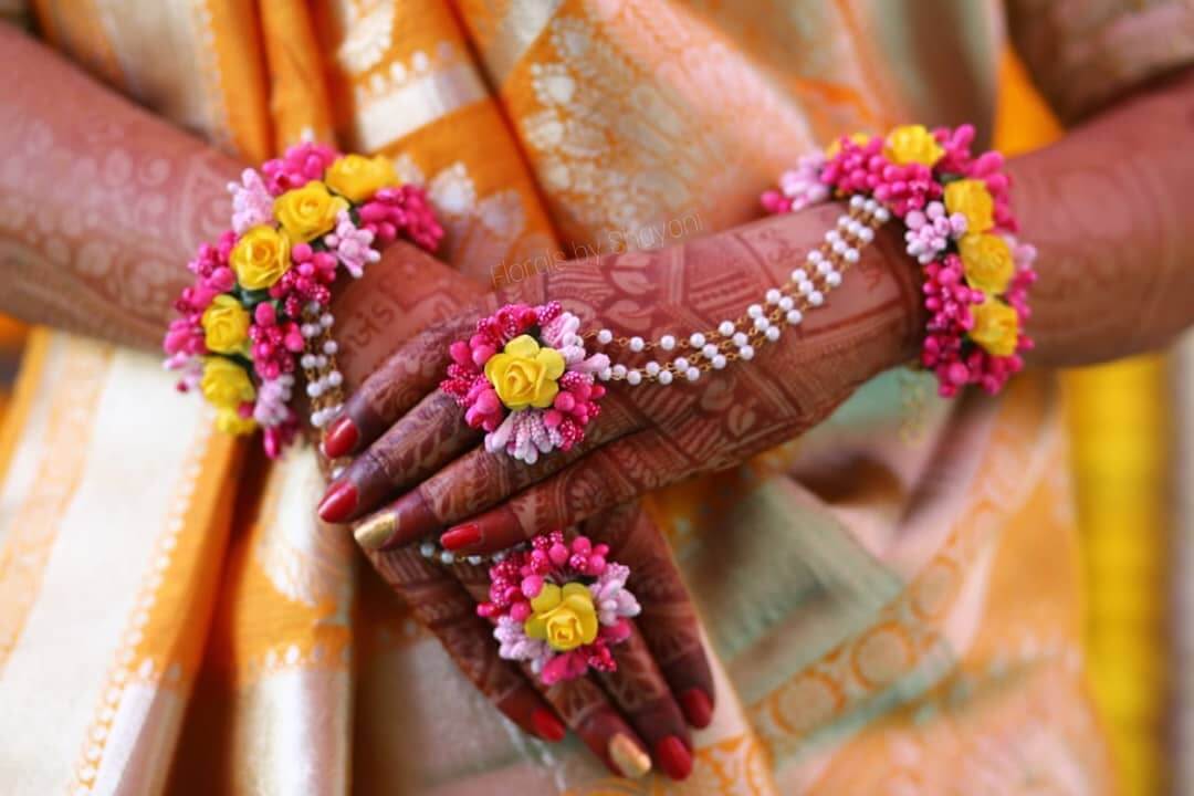 Lamansh™ Floral Ring Bracelet Set for Engagement / Haldi - Lamansh