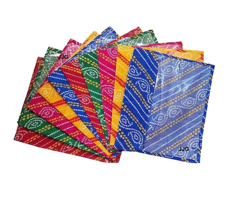LAMANSH saaree covers Assorted colors / Non Woven & Plastic / 12 LAMANSH® Bandhani Print Set of 12 Single Packing Saree Cover Set / Saaree Packaging Bags for Giveaways / Wedding Favours for Bridesmaid