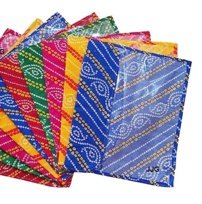 LAMANSH saaree covers Assorted colors / Non Woven & Plastic / 12 LAMANSH® Bandhani Print Set of 12 Single Packing Saree Cover Set / Saaree Packaging Bags for Giveaways / Wedding Favours for Bridesmaid
