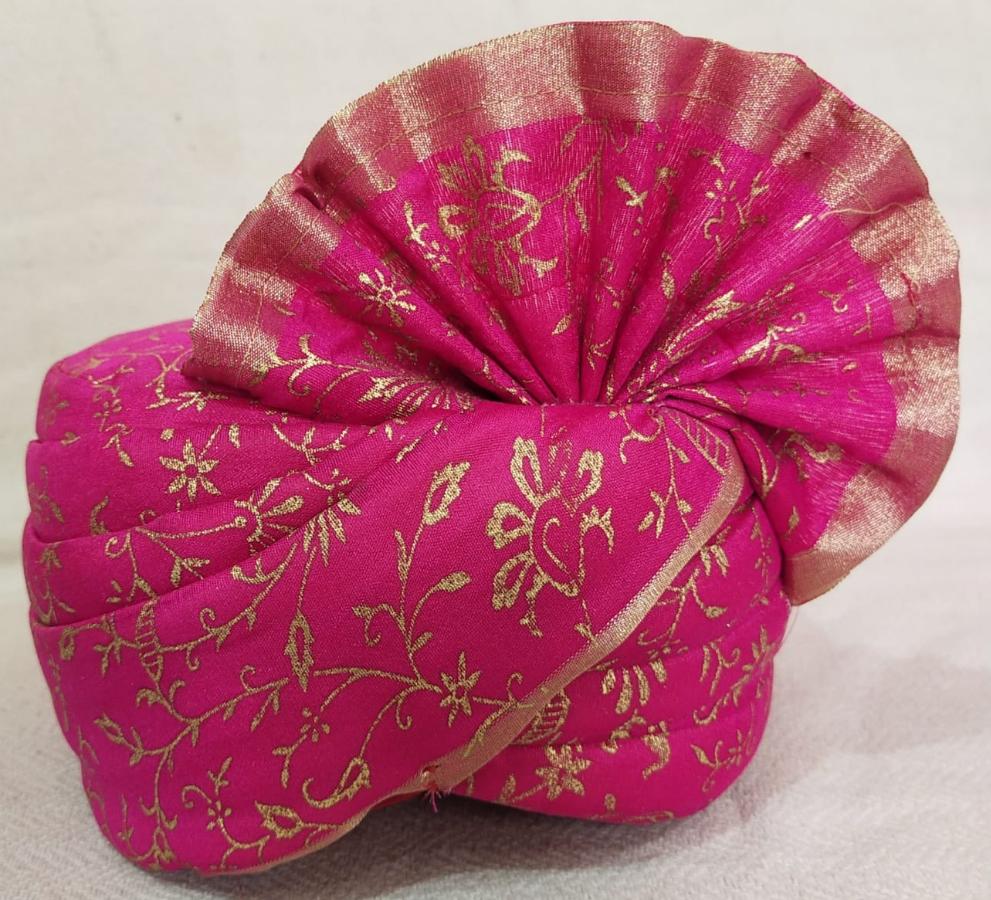 LAMANSH safa pagdi LAMANSH® 10 Pcs Pink floral 🌸 Printed Pagdi's for Ladkewale & Ladkiwale / Wedding Readymade Safa Pagdi Turban for Guests & Barati