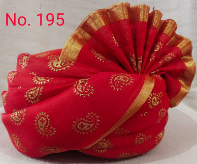 LAMANSH safa pagdi LAMANSH Pack of 10 Red Printed Readymade Safa Pagdi Turban for Guests Barati