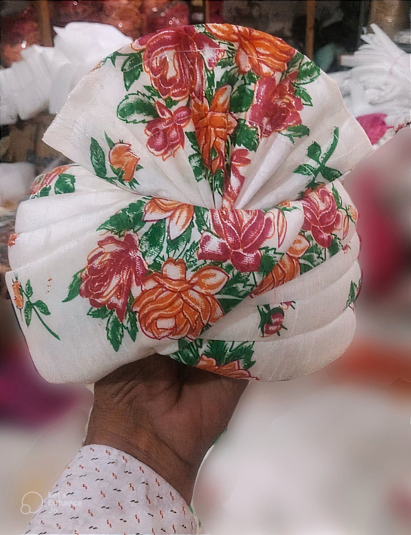 LAMANSH safa pagdi LAMANSH® ( Set of 10 pcs ) Royal White Flower 🌸 Printed Pagdi's for Ladkewale & Ladkiwale / Wedding Readymade Safa Pagdi Turban for Guests & Barati