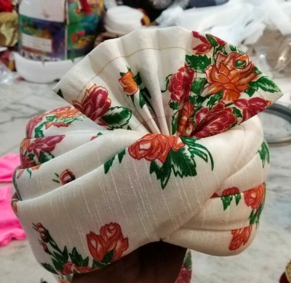 LAMANSH safa pagdi Pack of 10 LAMANSH Pack of 10 Floral Print Safa Pagdi For wedding / Readymade Turban for Baratis