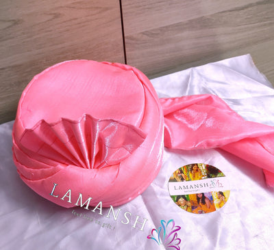 LAMANSH safa pagdi Pack of 10 LAMANSH Pack of 10 Pink Plain Readymade Safa Pagdi Turban for Guests Barati