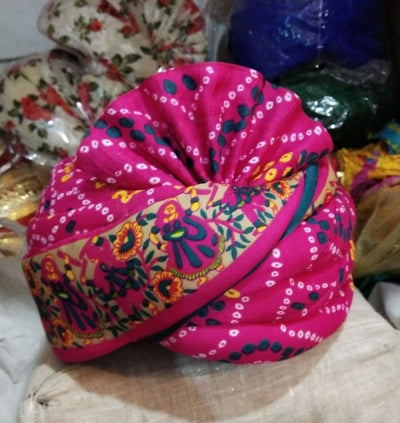 LAMANSH safa pagdi Pack of 10 LAMANSH Pack of 10 Pink Printed Safa Pagdi For wedding / Readymade Turban for barati / Safa Pagris for Barati's