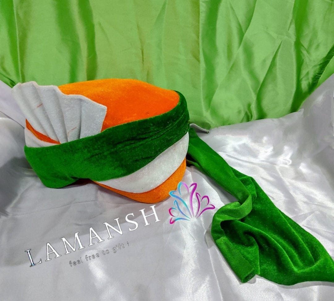 LAMANSH safa pagdi Pack of 10 LAMANSH Pack of 10 Tiranga 🇮🇳 Readymade Safa Pagdi Turban for Guests Welcome in Republic Day / Independence Day Event