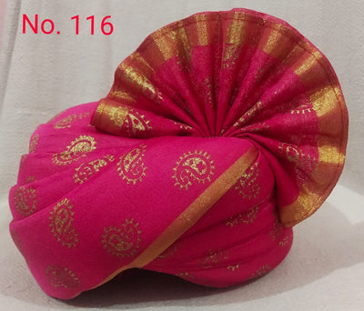 LAMANSH safa pagdi Pack of 10 / Pink LAMANSH Pack of 10 Pink Kari Printed Readymade Safa Pagdi Turban for Guests Barati
