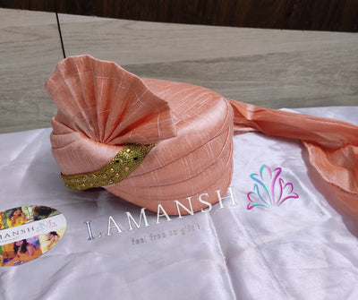 LAMANSH safa pagdi Pack of 15 LAMANSH® Pack of 15 Royal Peach Readymade Safa pagdi turban for guests Barati