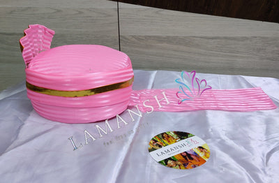 LAMANSH safa pagdi Pack of 20 LAMANSH Pack of 20 ( 10 Pink + 10 Chunri ) Readymade Safa Pagdi Turban for Guests Barati / Pagdi with extra cloth to back