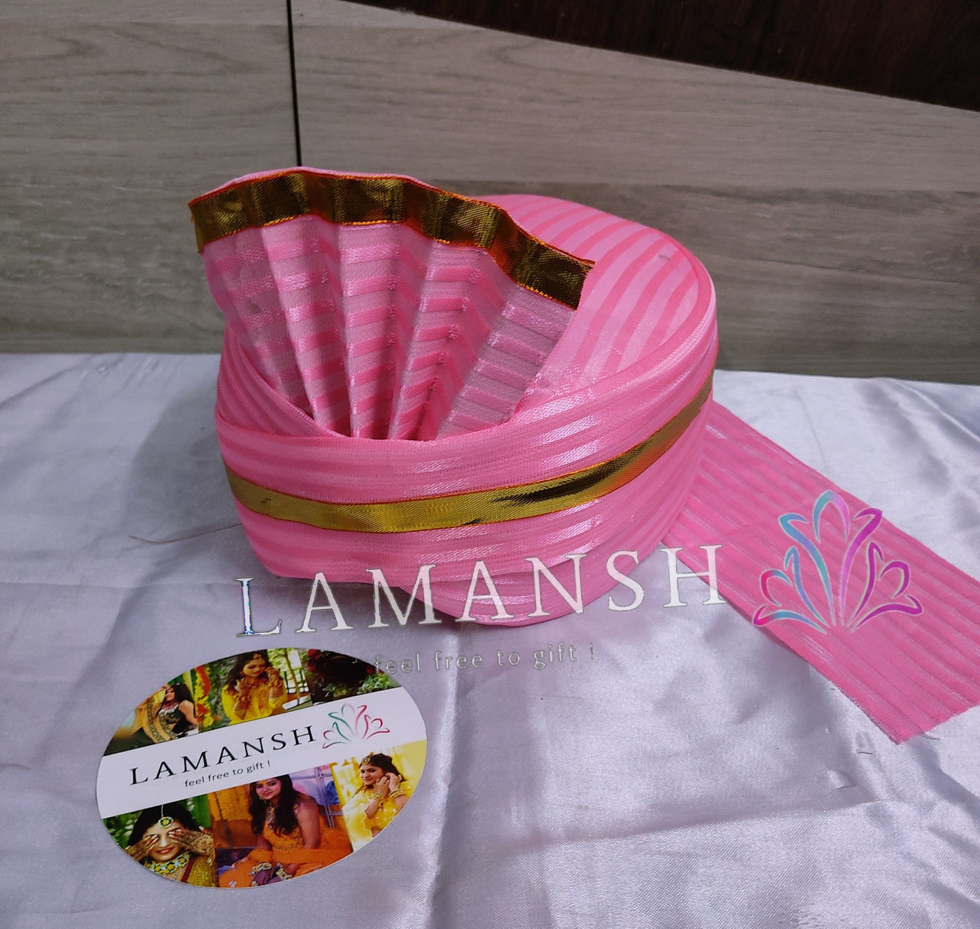 LAMANSH safa pagdi Pack of 20 LAMANSH Pack of 20 ( 10 Pink + 10 Red ) Readymade Safa Pagdi Turban for Guests Barati / Pagdi with extra cloth to back
