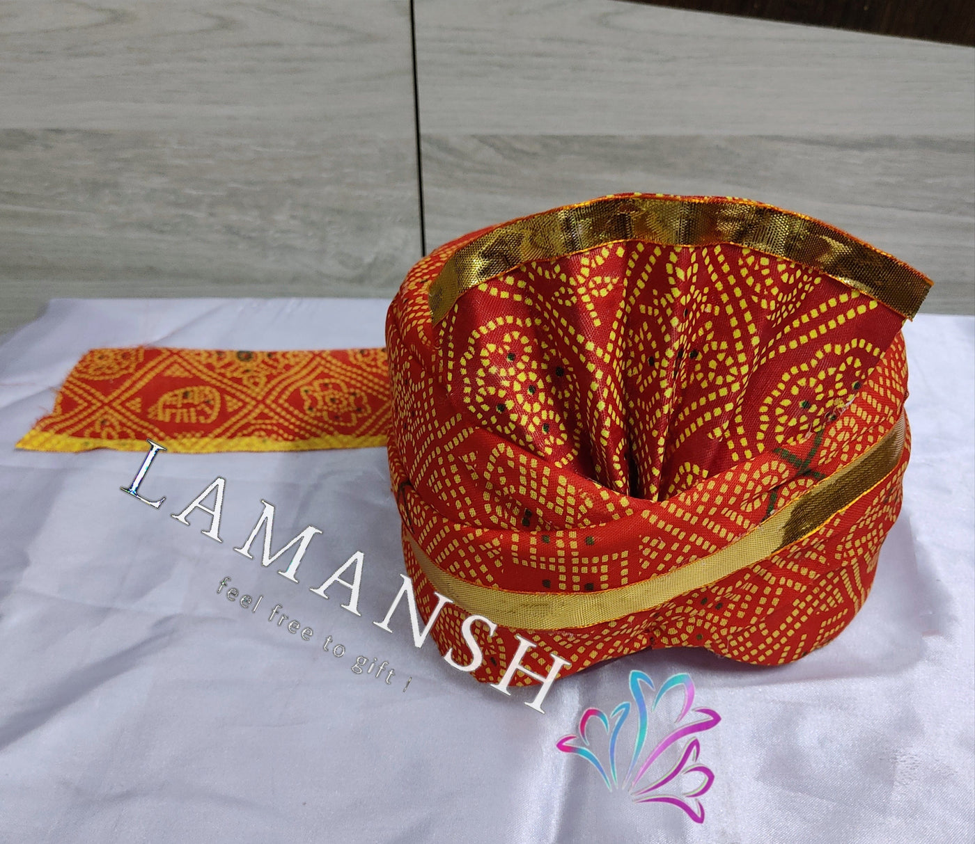 LAMANSH safa pagdi Pack of 20 LAMANSH Pack of 20 Rajasthani Chunri Print Readymade Safa Pagdi Turban for Guests & Barati