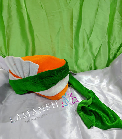 LAMANSH safa pagdi Pack of 25 LAMANSH® Pack of 25 Tiranga 🇮🇳 Readymade Safa Pagdi Turban for Guests Welcome in Republic Day / Independence Day Event