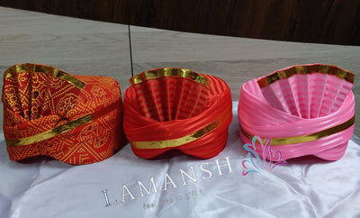 LAMANSH safa pagdi Pack of 30 LAMANSH Pack of 30 ( 10 Red + 10 Chunri + 10 Pink ) Readymade Safa Pagdi Turban for Guests Barati / All Pagdi comes with extra cloth to back