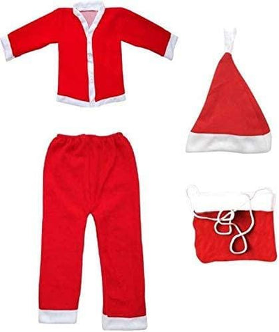 LAMANSH Satna Claus Dress Red-White / Cotton / 4 - 6 years old LAMANSH® 4-6 Years ( Size No 2 ) Santa Claus Fancy Dresses Christmas Day Costume in Velvet Fabric with Cap and Bag