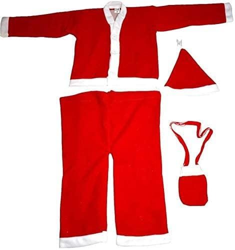 LAMANSH Satna Claus Dress Red-White / Cotton / 7 - 10 years LAMANSH® Size No 3 (7 to 10 Year) Santa Claus Costume Christmas Dress for Kids