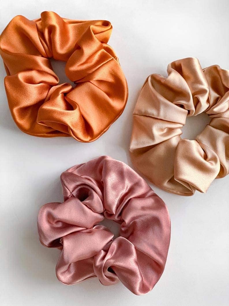 LAMANSH® Pack of Silk Satin Scrunchies ❤️💜 for Women Girls