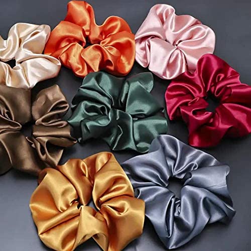 LAMANSH ® scrunchies Assorted Colors / Silk Satin / Pack of 3 LAMANSH® Pack of 3 Silk Satin Scrunchies ❤️💜 for Women & Girls - Hair & Hand bands bow Scrunchie