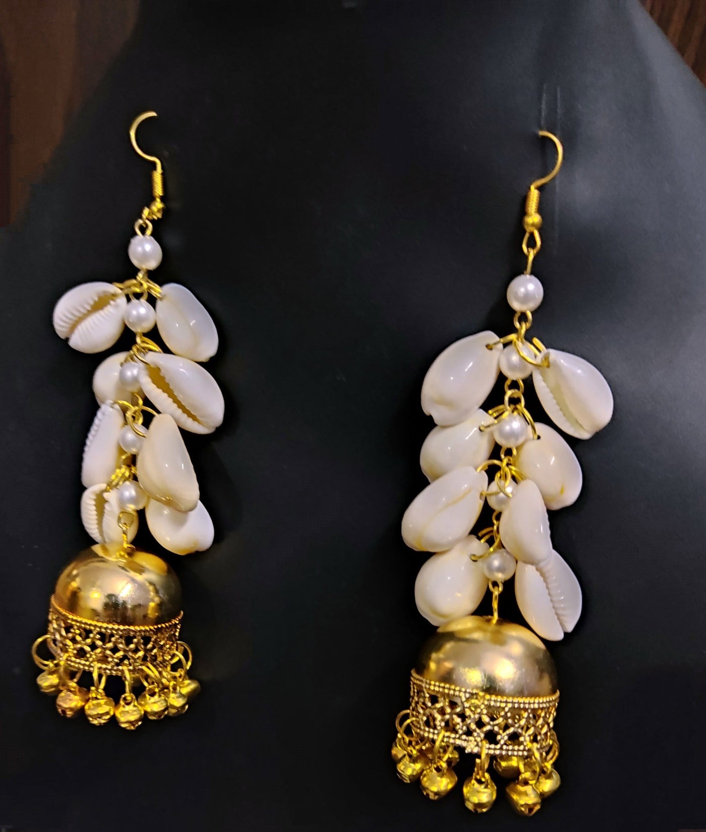 LAMANSH shells jhumki earrings White Gold / Standard / Jhumki Style LAMANSH® Modern Shells 🐚 Collection Earrings set in Jhumki style