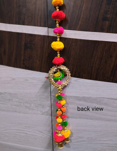 Lamansh shubh labh hanging 5 Pairs LAMANSH® (15 inch Height) Set of 2 Toran door hanging/ Door valence/ toran/ festival decor/ pompom door side liners/Indian housewarming gift / Diwali & Navratri Hangings