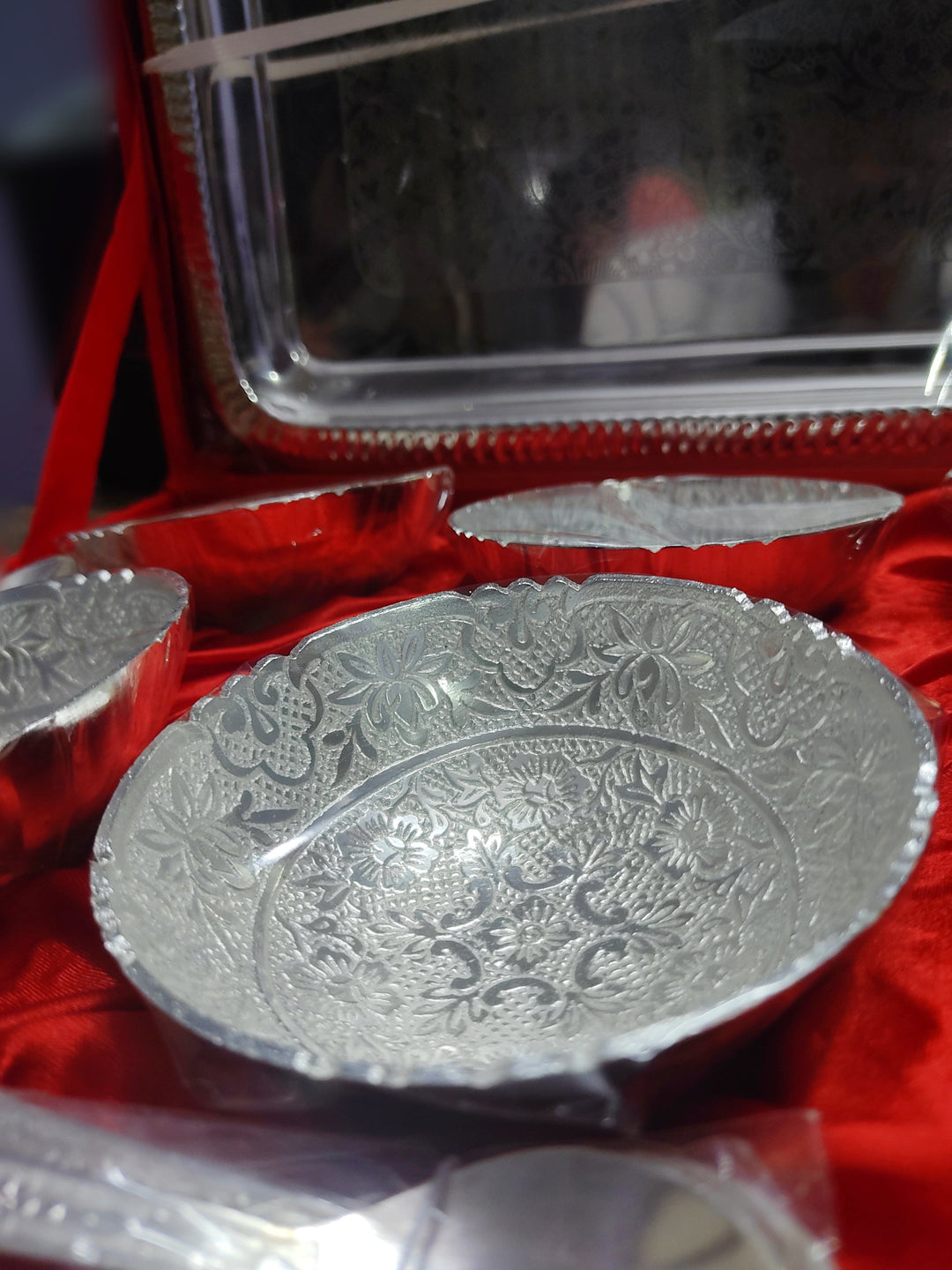 Pack of 20 German Silver Plated Bowl set at 1500 Rs set Serving