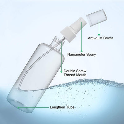 Lamansh Spray bottle Transparent / Plastic / 100ml LAMANSH® Refillable Pack of 10 Spray Empty Bottle for Home Office Car Travel Cleaning, Fine Mist 100ml (Transparent)