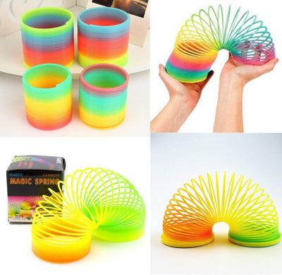 LAMANSH ® spring toy Multicolour / Medium / 5 LAMANSH ( Pack of 5) Rainbow Magic Slinky Spring Toy Fun Playing for Kids in Plastic Multicolored