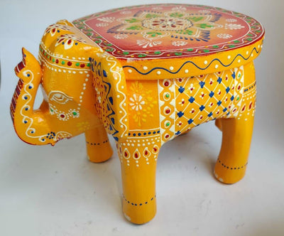 LAMANSH stool Asorted Colours Available / Wood / 1 LAMANSH® Hand-Crafted Wooden Elephant Stool, Emboss Painted